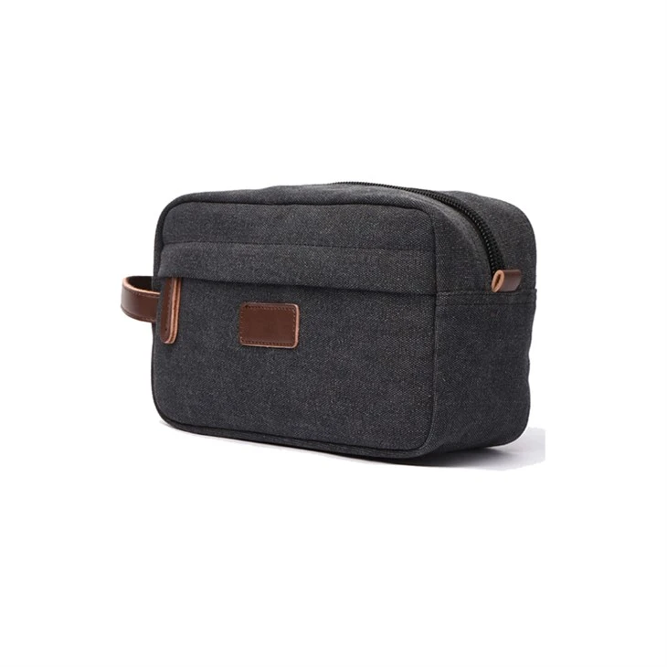 Heavy Duty Waxed Canvas Fabric Cosmetic Bag